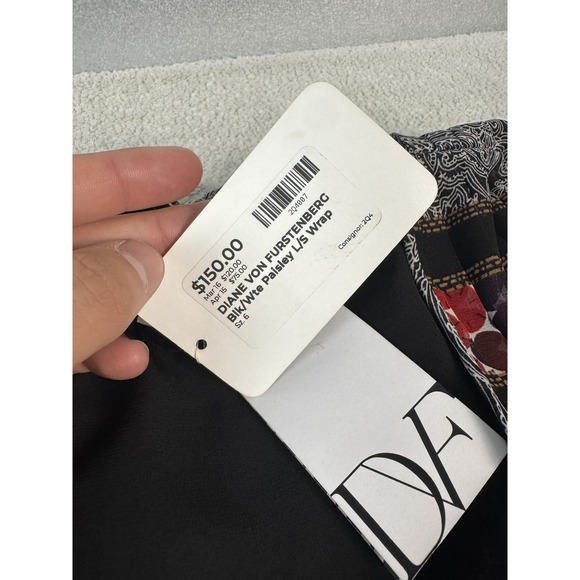 Diane Von Furstenberg Dress Womens 6 Paisley Long Sleeve Wrap Boho Silk - Picture 4 of 8